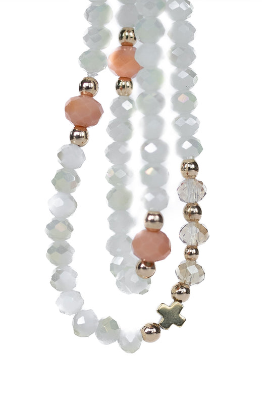 Pulsera de Rosario - Blanco Coral